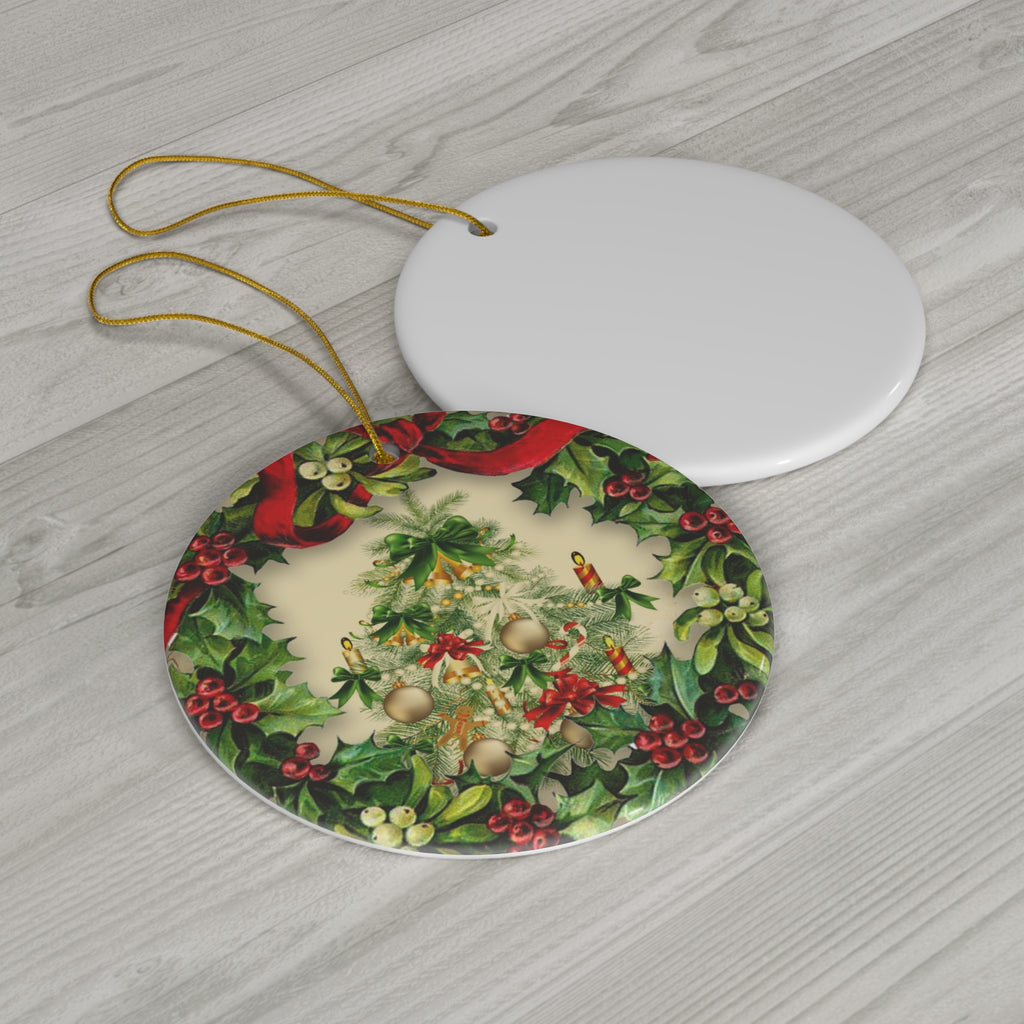 Wreath Tree Ceramic Disc Ornament         Item #2499619 - Buckshot's Bargain Barn