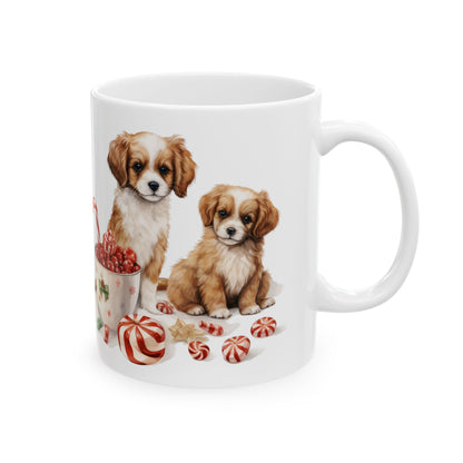 Cute Christmas Puppies with Candy Christmas Mug 11oz   Item #672704