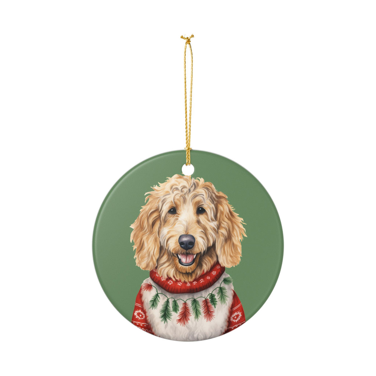 Christmas Goldendoodle Dog Ceramic Ornament   Item #33504