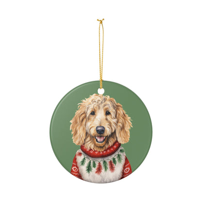 Christmas Goldendoodle Dog Ceramic Ornament   Item #33504