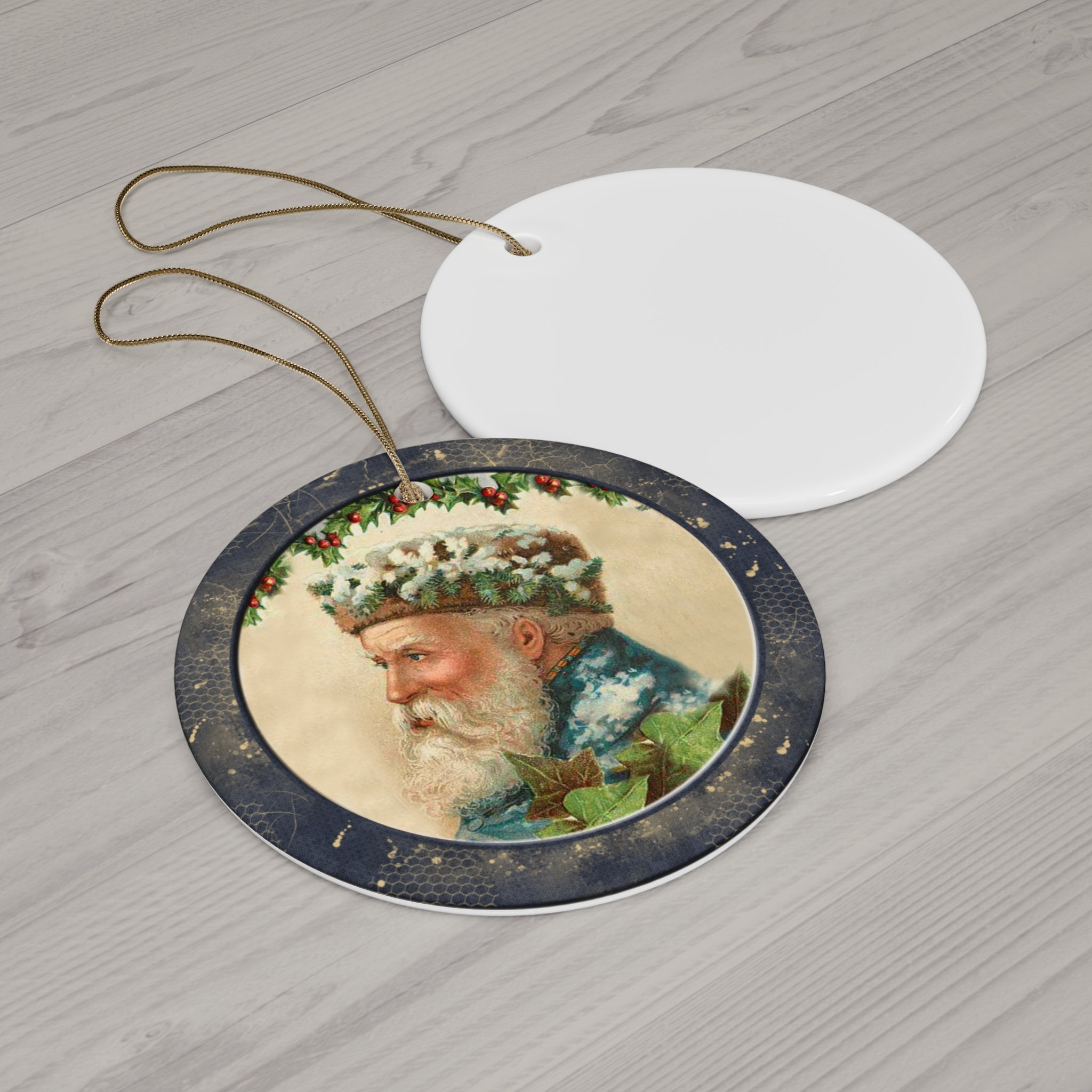 Santa Ceramic Disc Ornament       Item #6401541 - Buckshot's Bargain Barn