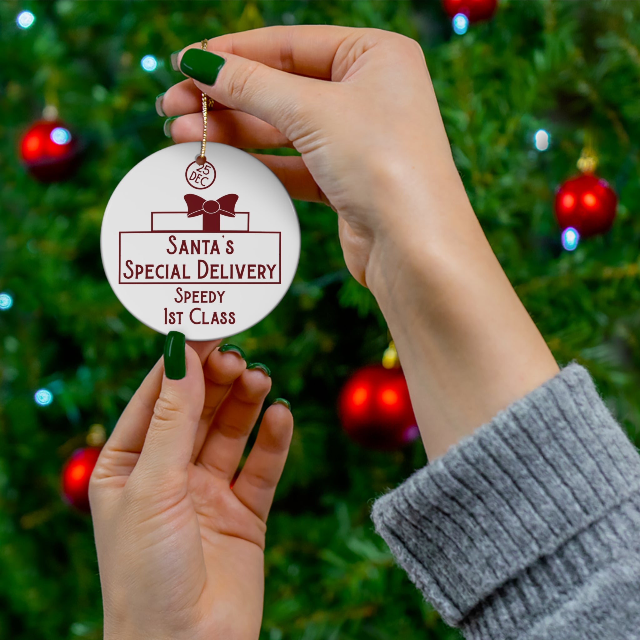 Santa's Special Delivery Ceramic Disc Ornament        Item #9943798