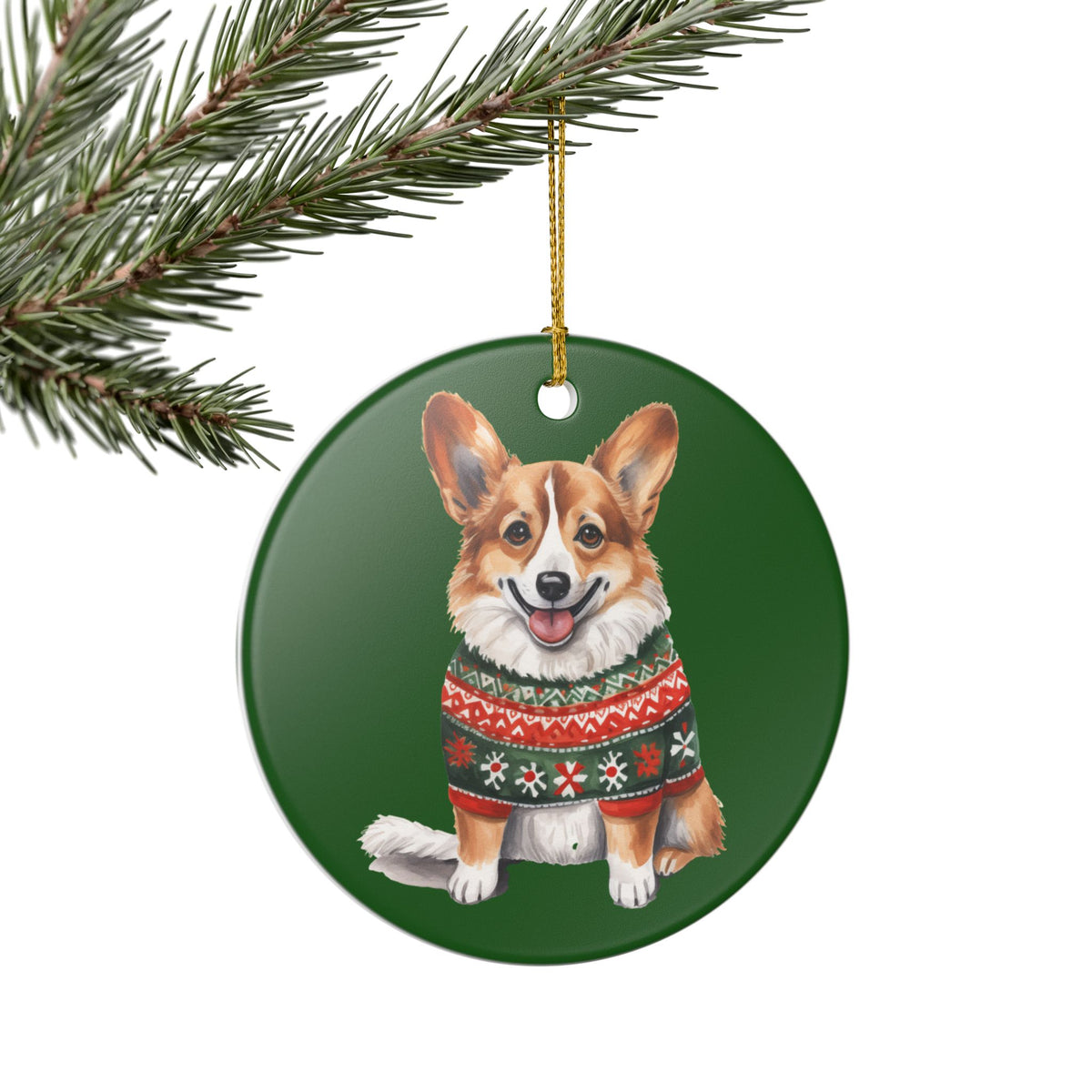 Christmas Corgi Sweater Ceramic Ornament   Item #961922