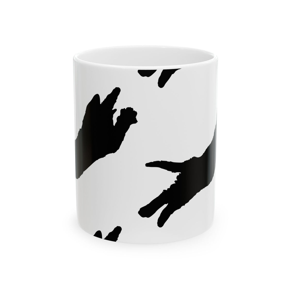 Cat Print Ceramic Mug – Black & White Farmhouse Coffee Cup 11oz    Item #856484
