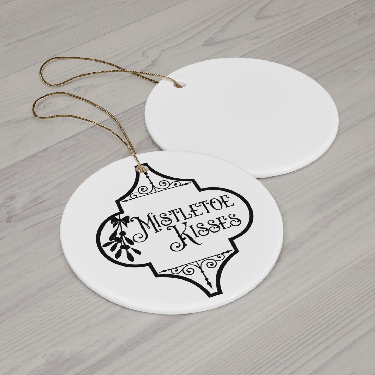 Mistletoe Kisses Ceramic Disc Ornament      Item #1557056