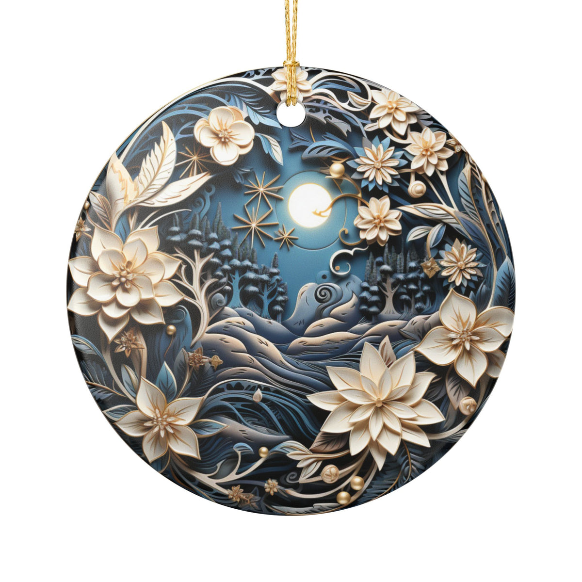 Celestial Floral Ceramic Ornament   Item #136566