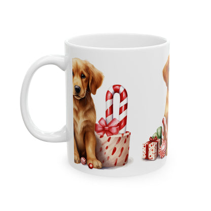 Christmas Puppy Ceramic Mug – Golden Retriever with Candy Cane Gifts 11oz  Item #374152