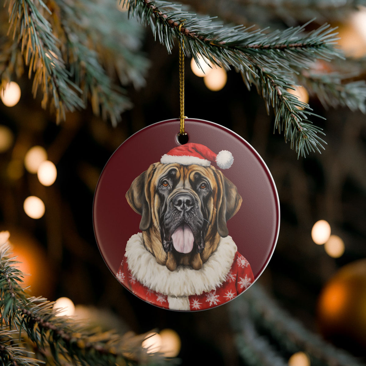Christmas Mastiff Dog Ceramic Ornament   Item #882195