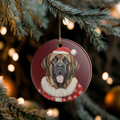 Christmas Mastiff Dog Ceramic Ornament   Item #882195