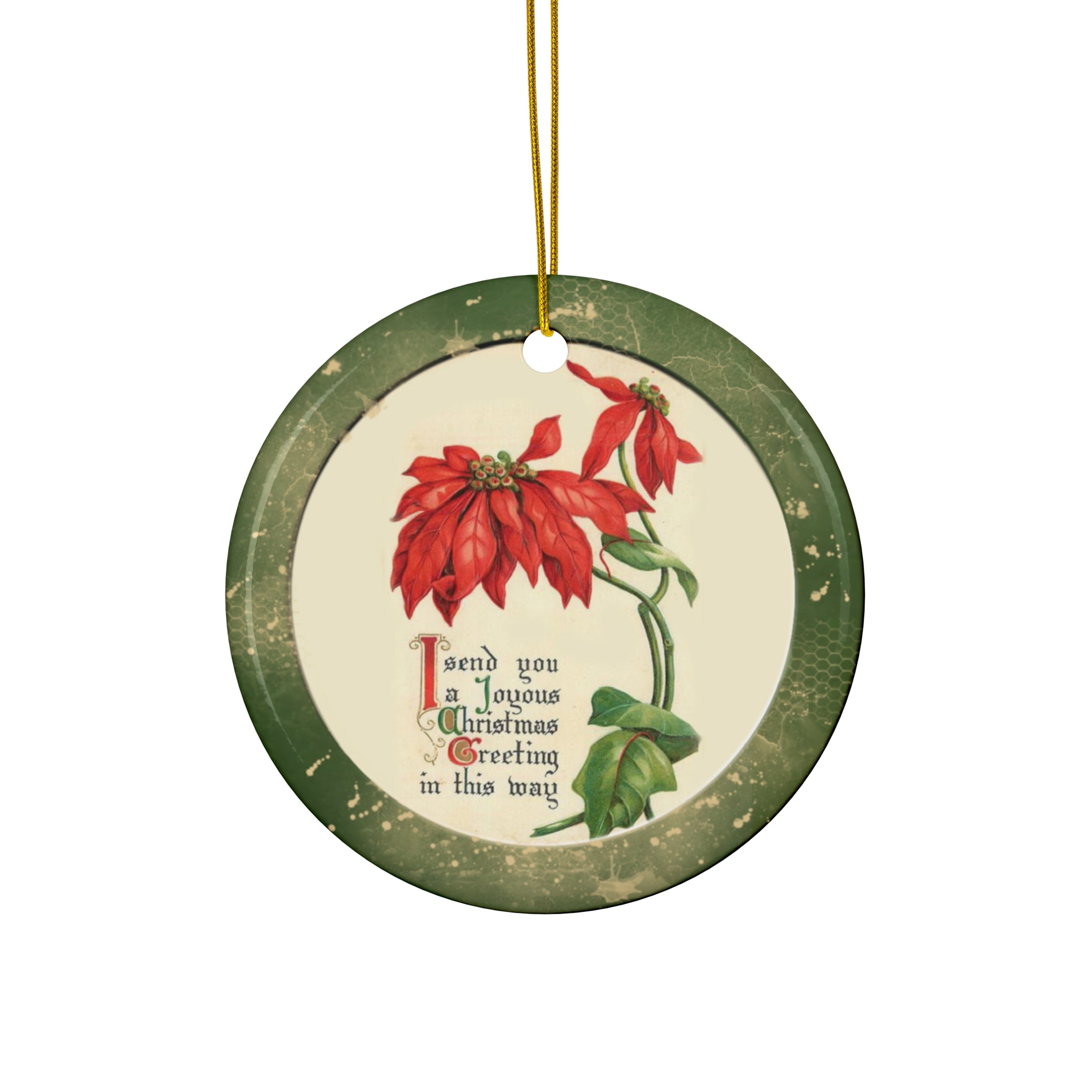 Poinsette Ceramic Disc Ornament      Item #1621818