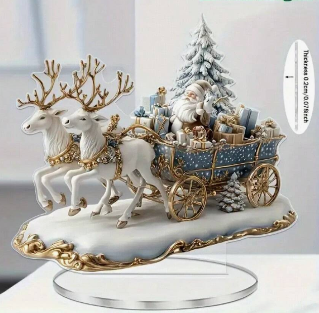 Santa's Reindeer Sleigh Christmas Figurine By Santa's Creations