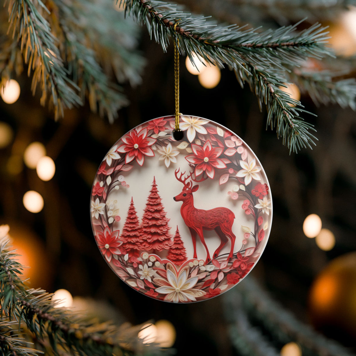Red Reindeer Christmas Ornament   Item #384235
