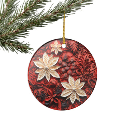 Red Floral Ceramic Ornament    Item #749572