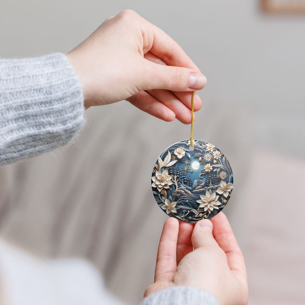 Celestial Floral Ceramic Ornament   Item #136566