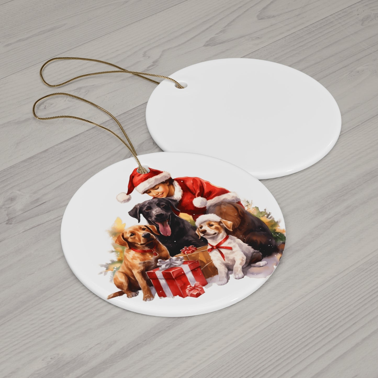 Christmas Dog Ceramic Disc Ornament              Item #9722801