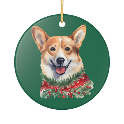 Christmas Corgi Ceramic Ornament   Item #638788