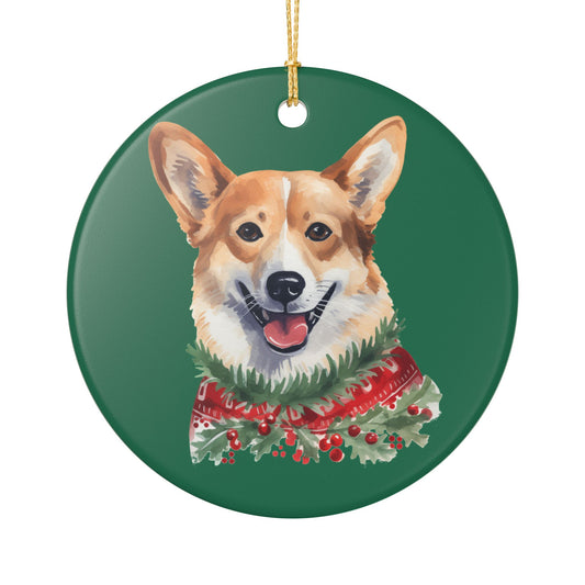 Christmas Corgi Ceramic Ornament   Item #638788
