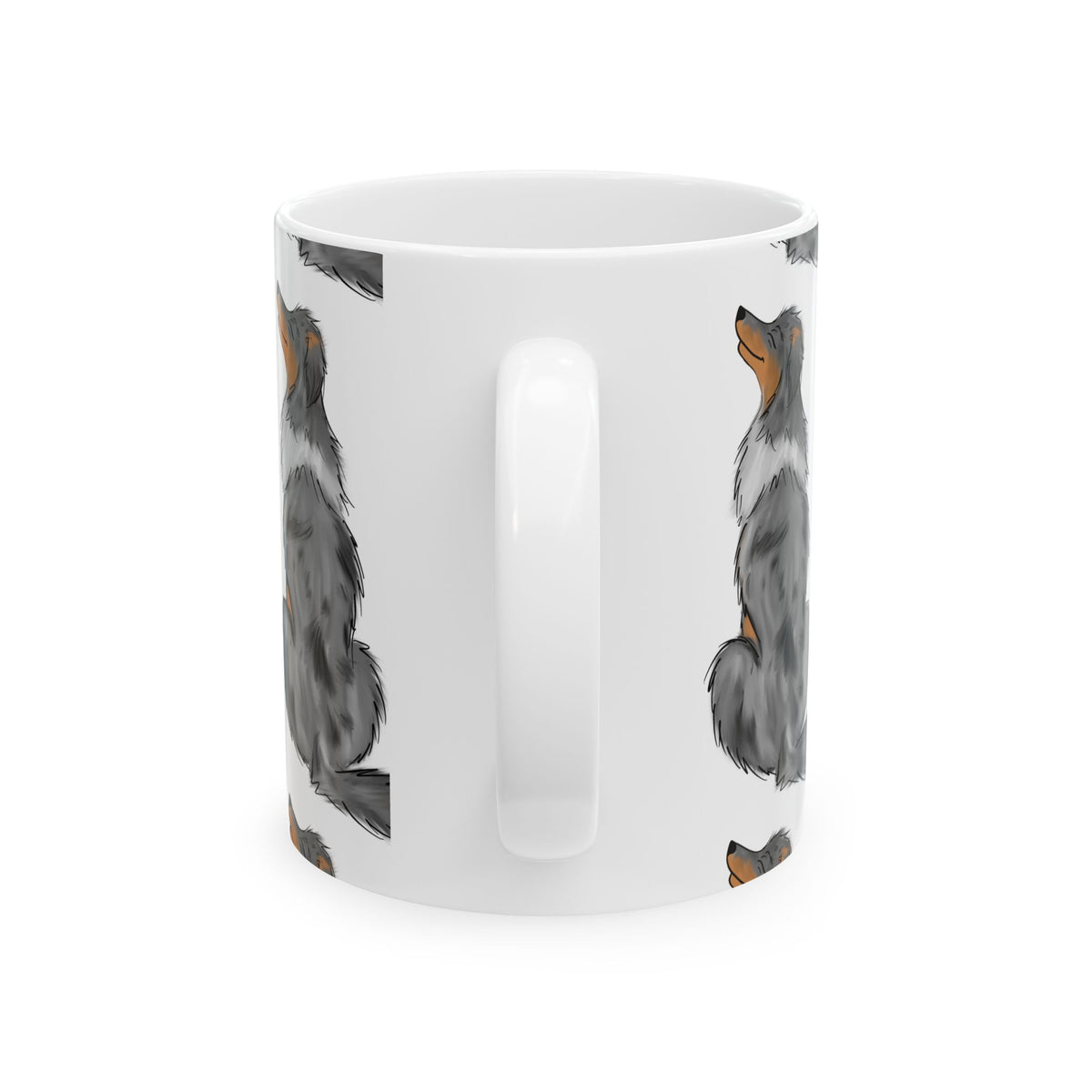 Australian Shepherd Pattern Ceramic Mug — Cute Grey Dog Coffee Cup 11oz  Item #281416