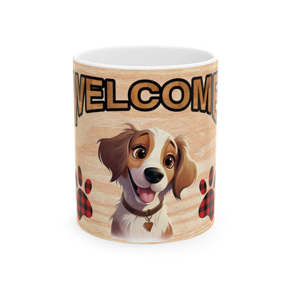 Welcome Puppy Ceramic Mug — Cute Dog Paw Print Coffee Cup 11oz   Item #976777