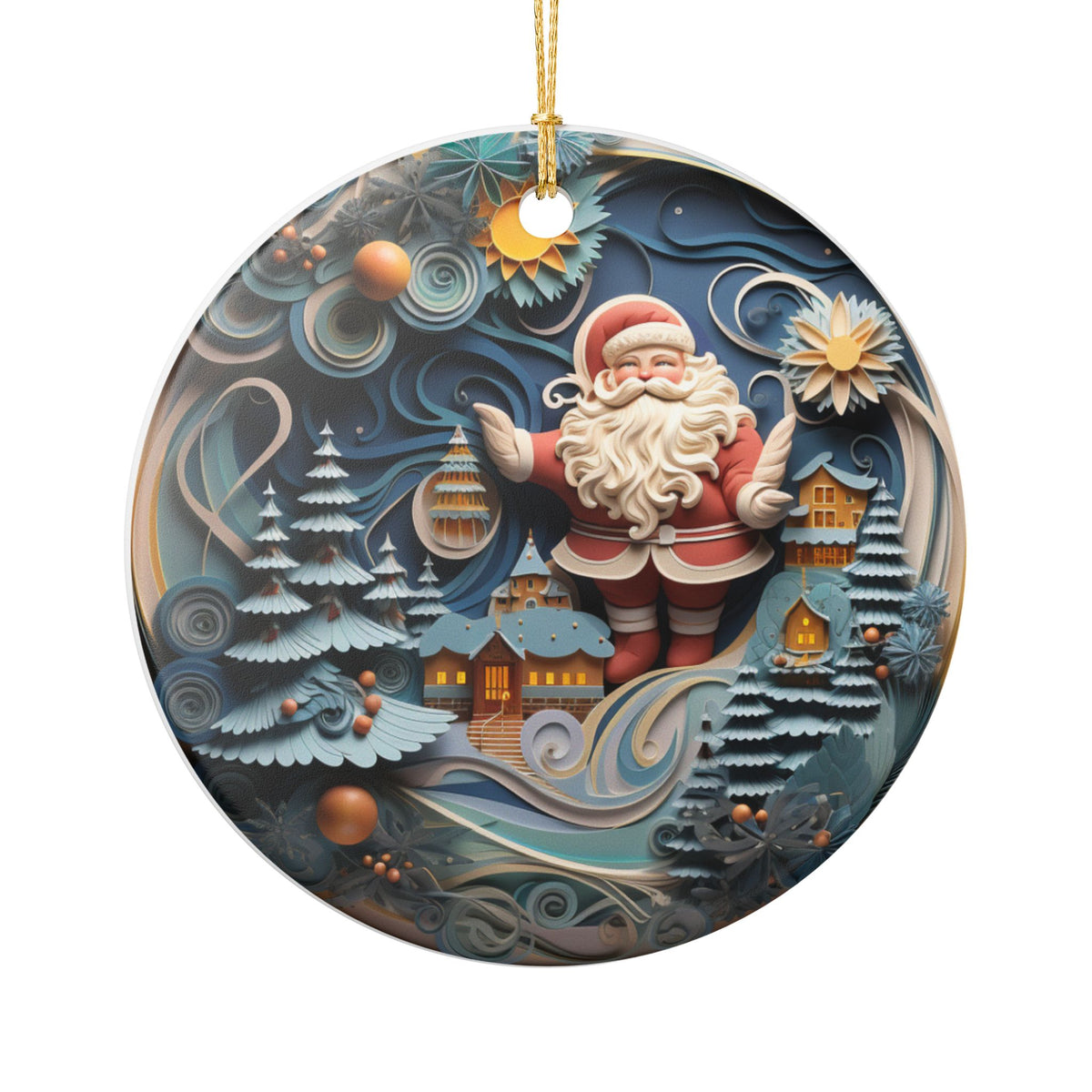 Santa Christmas Ceramic Ornament   Item #129657