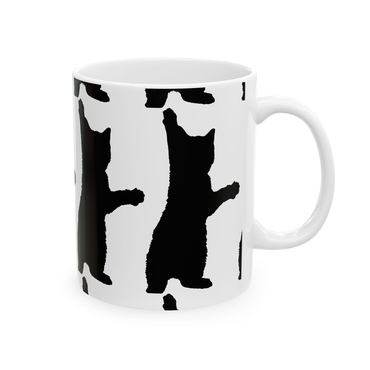 Black Cat Silhouette Ceramic Mug — Minimalist Wildlife Coffee Cup 11oz    Item #500514