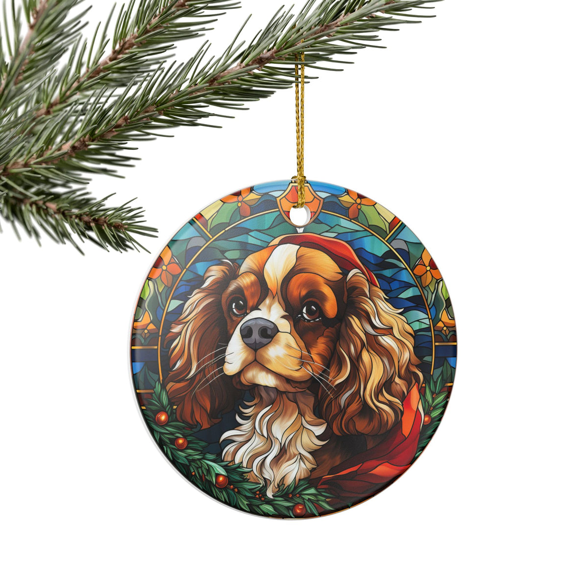Cavalier King Charles Spaniel Dog Christmas Ceramic Ornament Item #119045