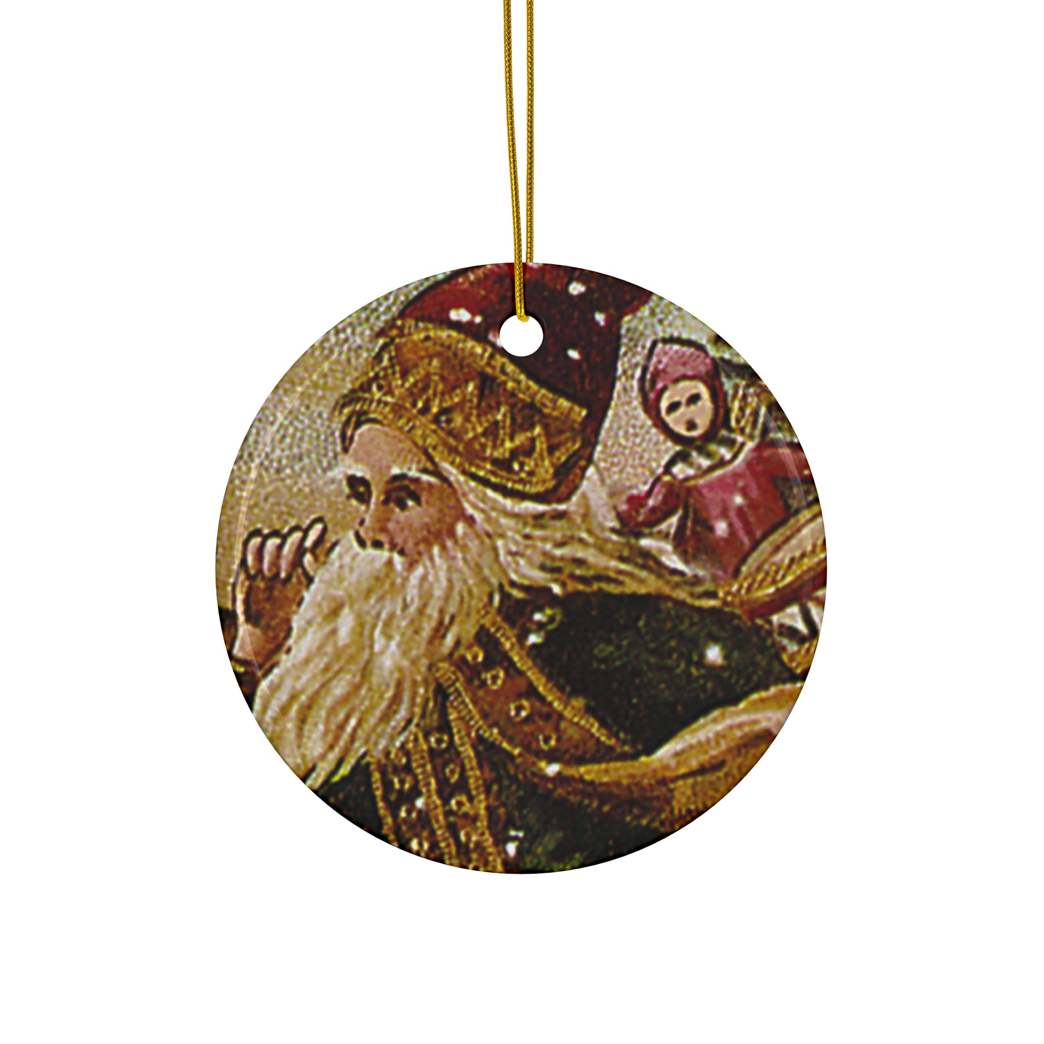 Santa Ceramic Disc Ornament            Item #7028064