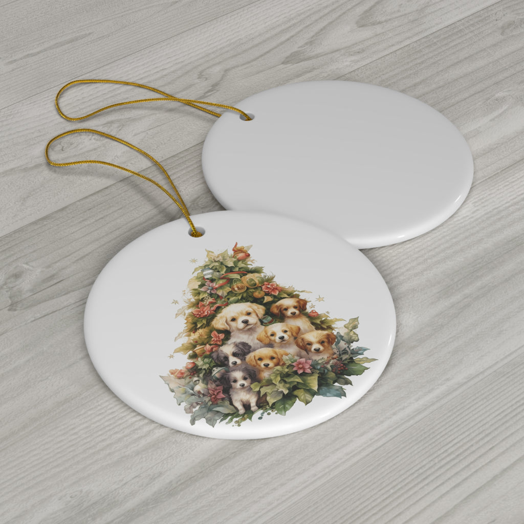 Christmas Dog Ceramic Disc Ornament                 Item #1565565