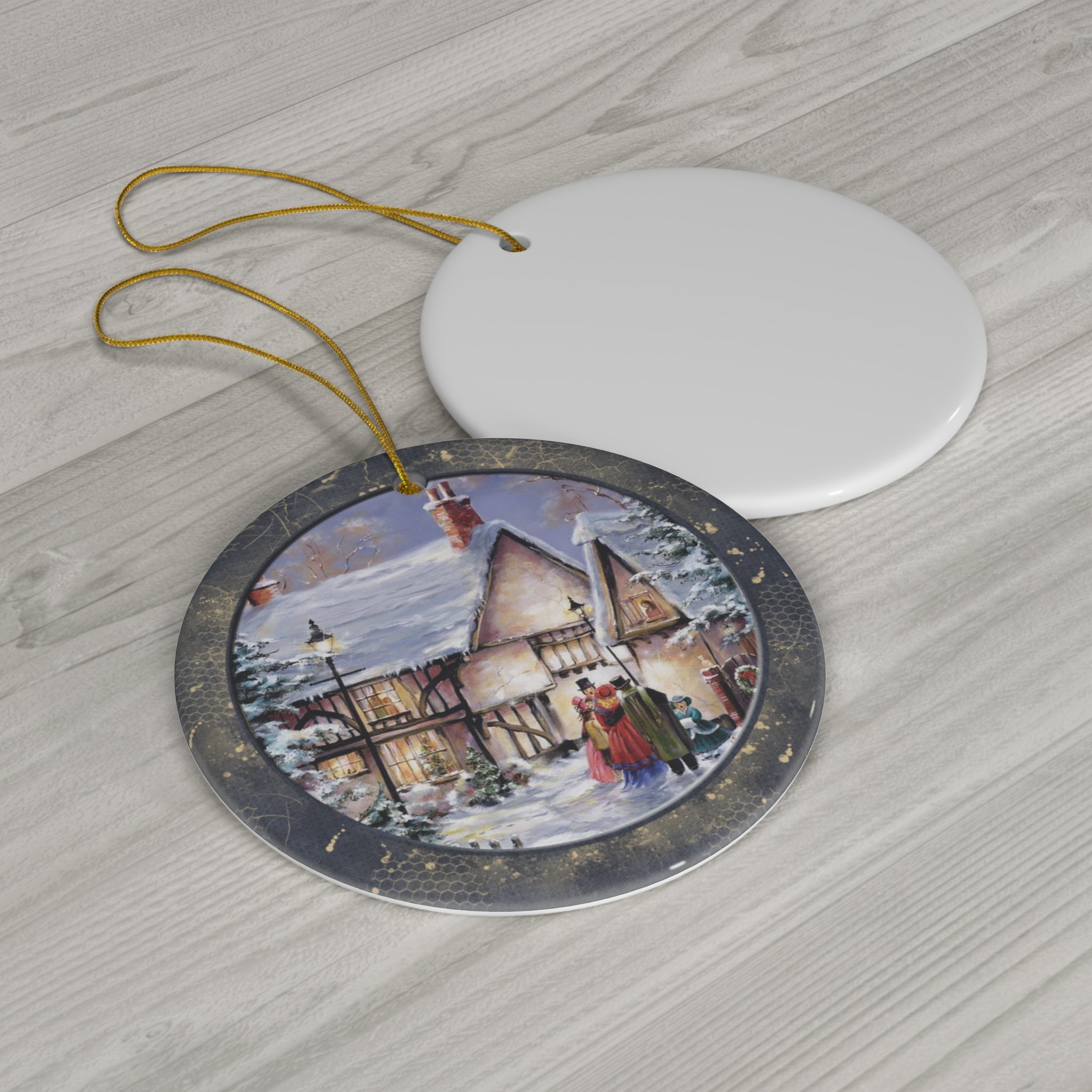 Winter Scene Ceramic Disc Ornament          Item #485117