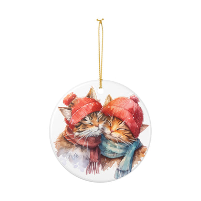 Cozy Winter Cats Ceramic Ornament   Item #84408