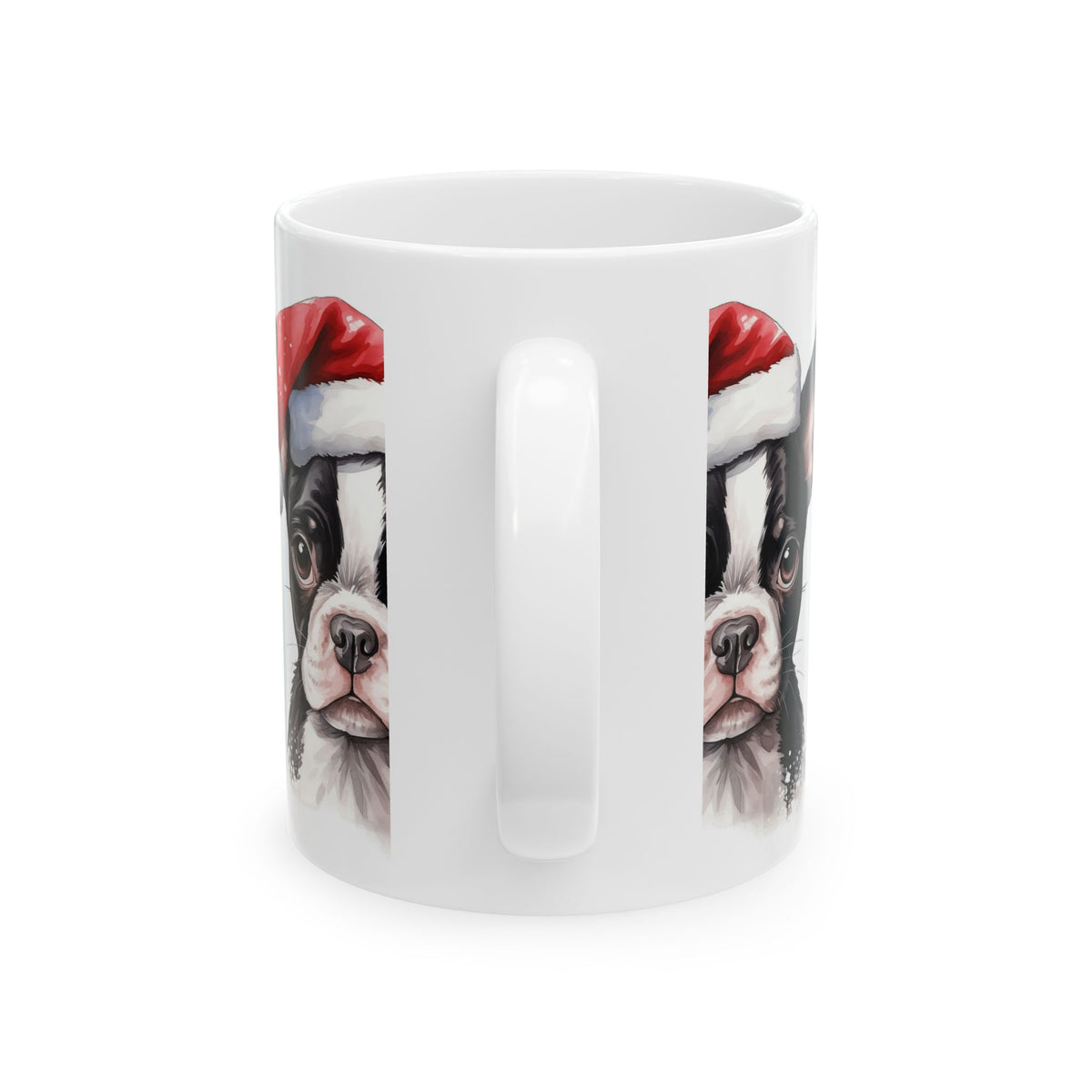 Christmas Boston Terrier Santa Hat Ceramic Mug 11oz   Item #878071