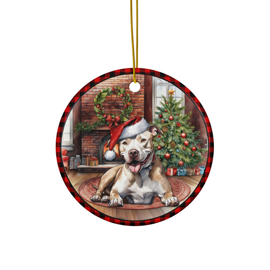 American Pit Bull Christmas Dog Ceramic Disc Ornament           Item #877931