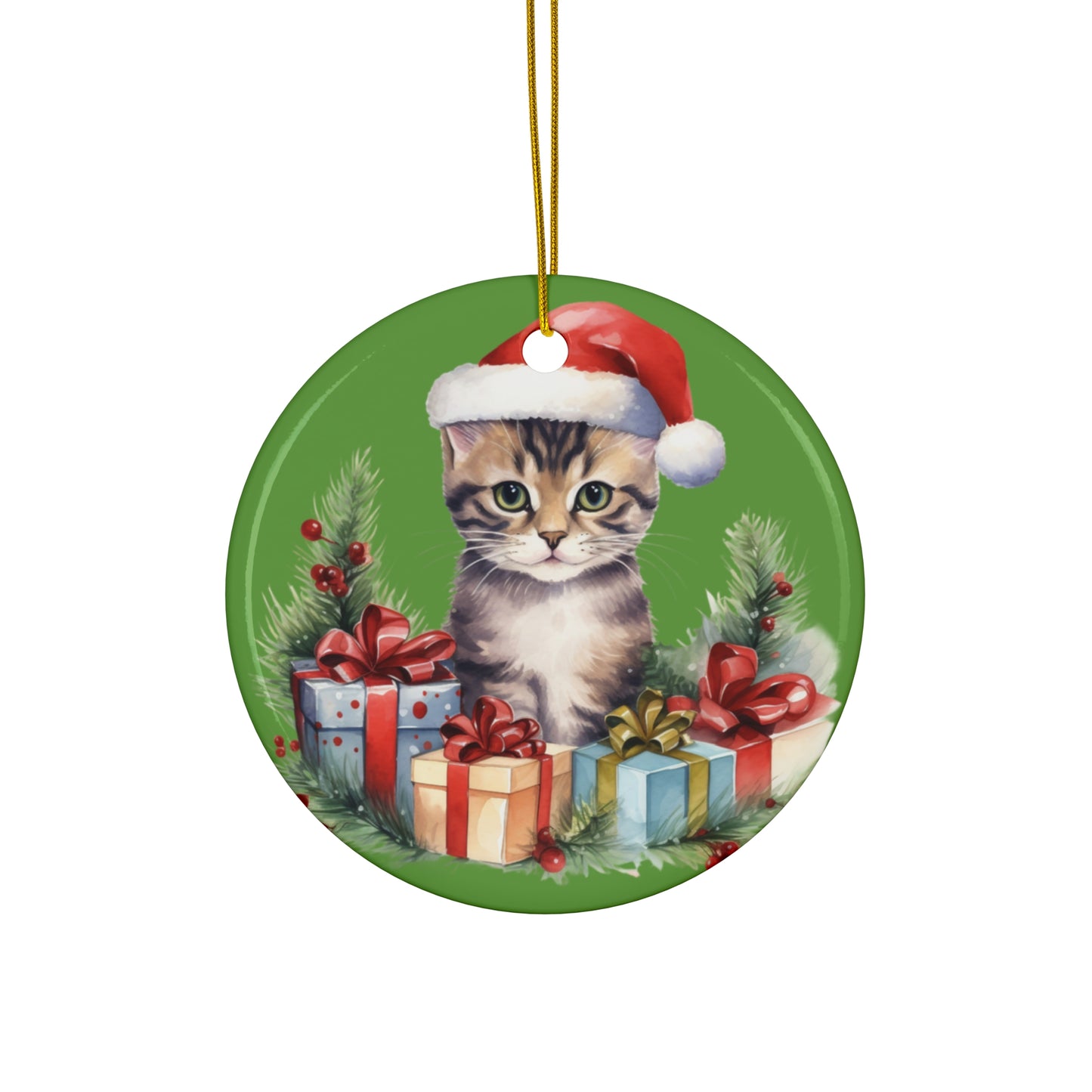 Ceramic Ornament - Christmas Cat      Item #2856696