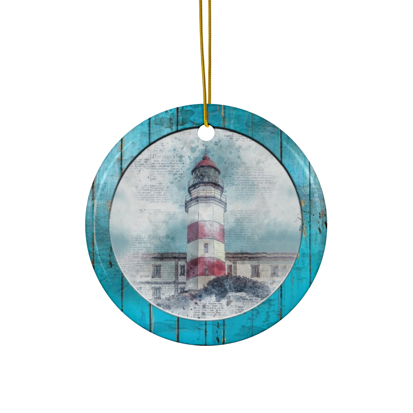 Lighthouse Ceramic Disc Ornament      Item #192386