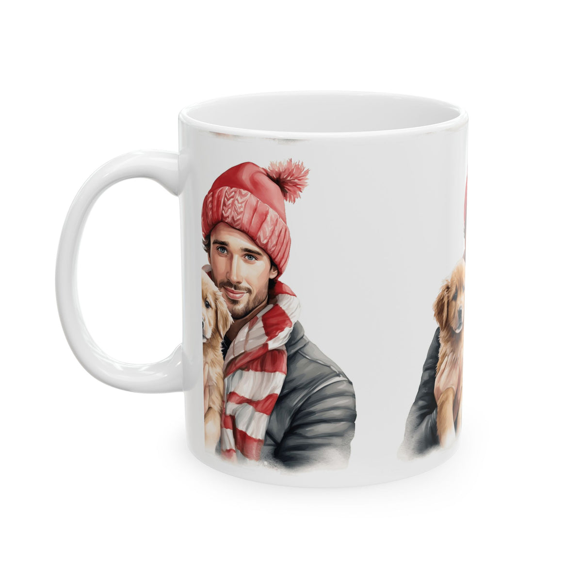 Christmas Cozy Man with Puppy Ceramic Mug 11oz   Item #56864