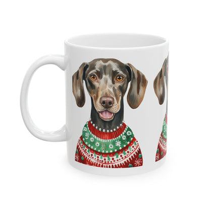 Dog Christmas Mug – Cute Dog in Holiday Sweater 11oz    Item #196246