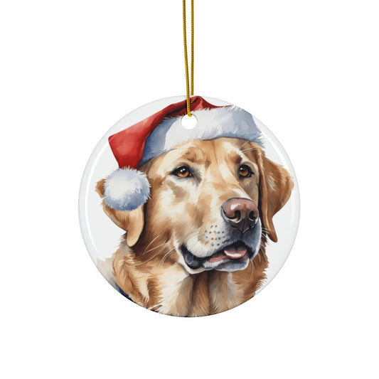 Ceramic Ornament - Labrador Retriever Dog With Santa Hat      Item #6195441