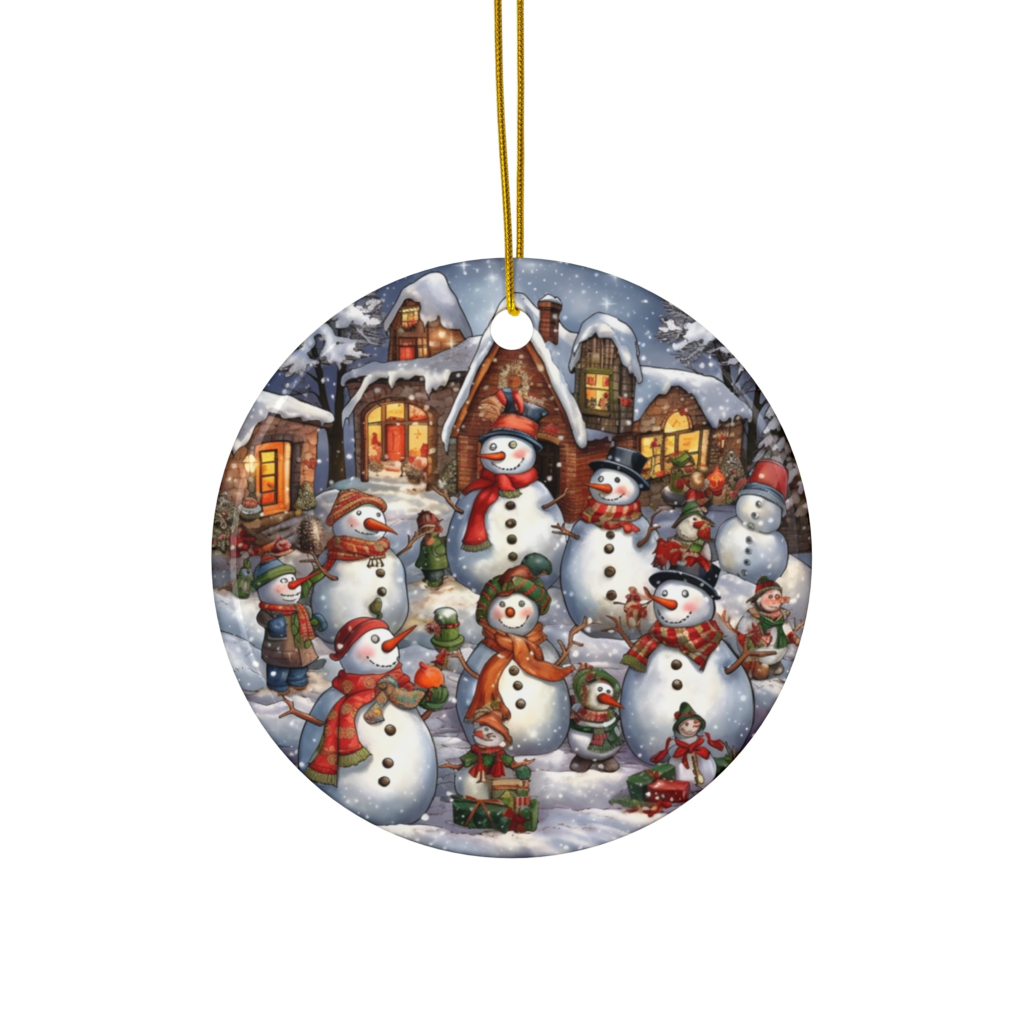 Snow Family Ceramic Disc Ornament        Item #544779 - Buckshot's Bargain Barn
