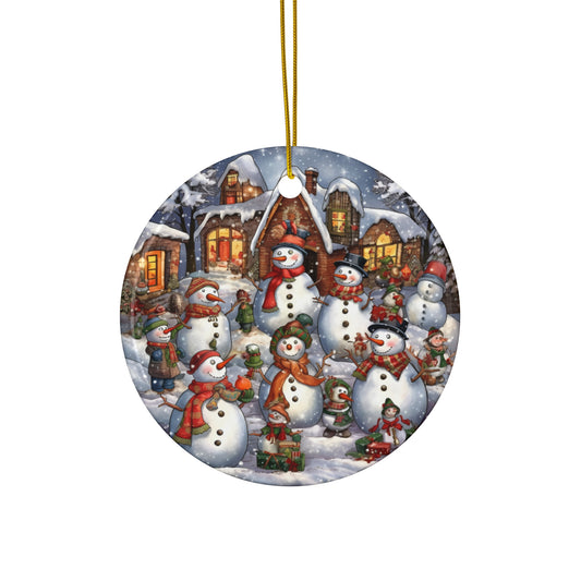 Snow Family Ceramic Disc Ornament        Item #544779