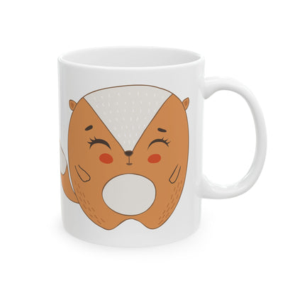 Cute Fox Ceramic Mug — Adorable Smiling Fox Coffee Cup 11oz   Item #910122