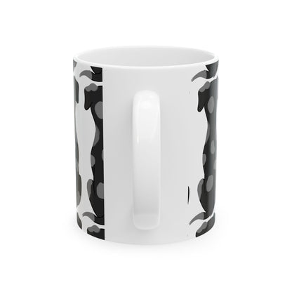 Dog Print Ceramic Mug – Black & White Pattern 11oz   Item #571898