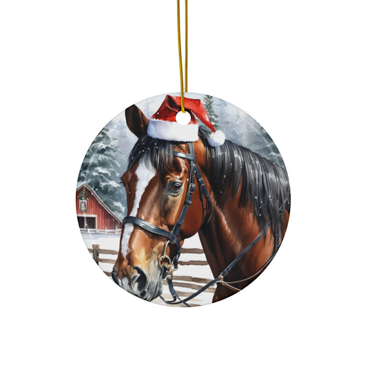 Horse Christmas Ceramic Disc Ornament       Item #847245