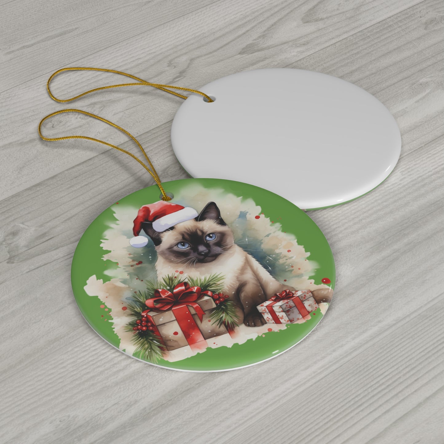 Ceramic Ornament - Christmas Cat      Item #163952