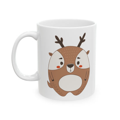 Reindeer Cute Christmas Mug – Holiday Ceramic Coffee Cup 11oz     Item #3952