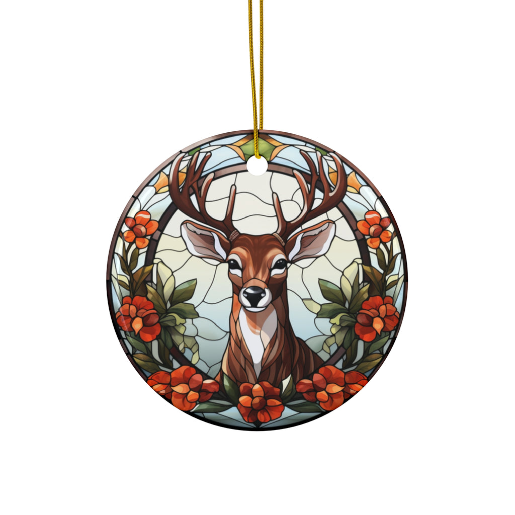 Christmas Deer With Flowers Ceramic Ornament                Item #5168579 - Buckshot's Bargain Barn