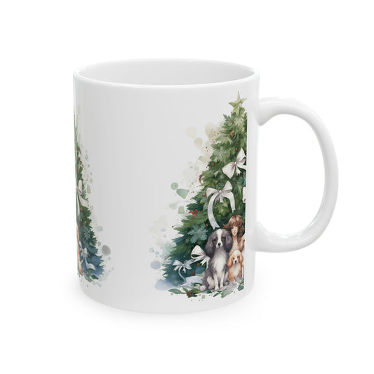 Christmas Tree Dogs Ceramic Mug — Holiday Puppy Coffee Cup 11oz  Item #347379