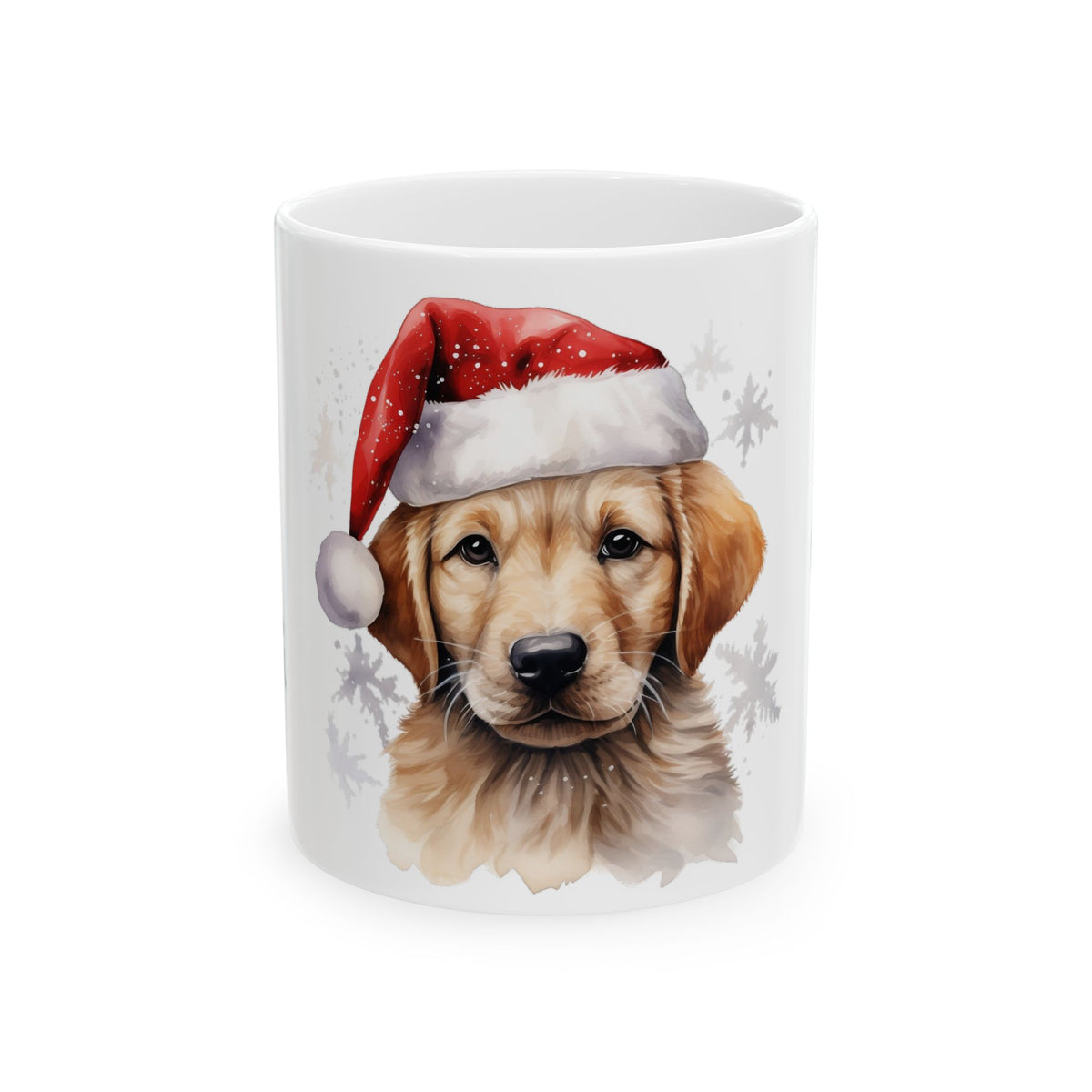 Christmas Golden Retriever Mug — Cute Puppy in Santa Hat Ceramic Coffee Cup 11oz  Item #78707