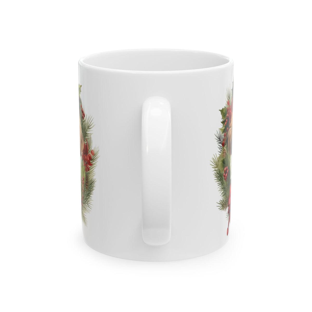 Christmas Puppy & Holiday Wreath Ceramic Mug 11oz   Item #433638
