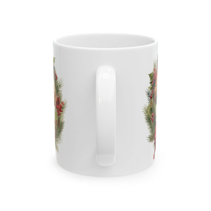 Christmas Puppy & Holiday Wreath Ceramic Mug 11oz   Item #433638