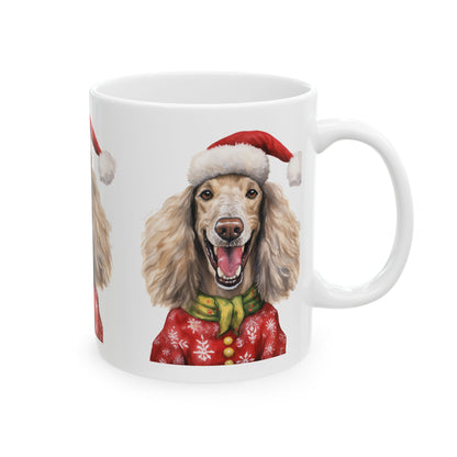 Christmas Poodle Mug — Festive Dog in Santa Hat Holiday Coffee Cup 11oz   Item #850611